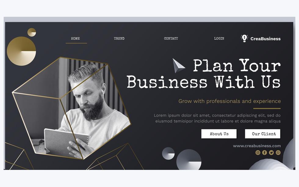 Beispielhafter Website-Aufbau: Elegant mit Akzentfarbe
