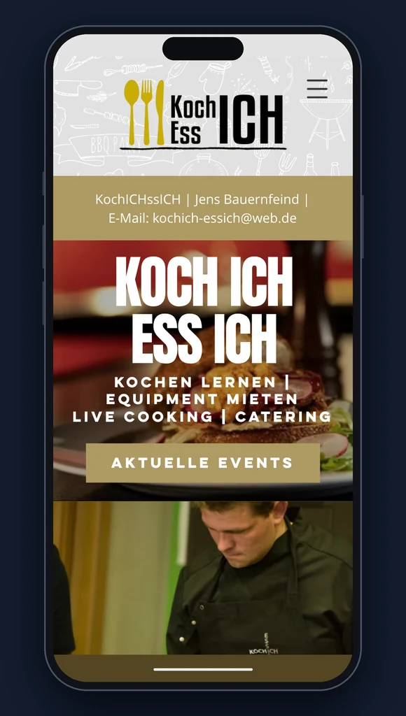 Mobilansicht der Website von KochICH EssICH
