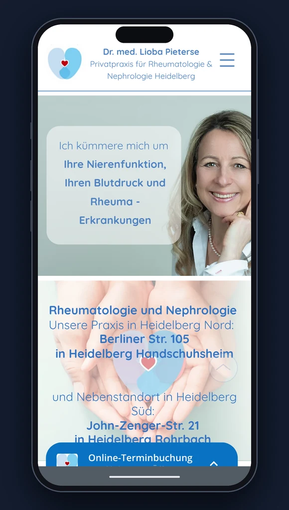Mobilansicht der Website von Dr. Lioba Pieterse